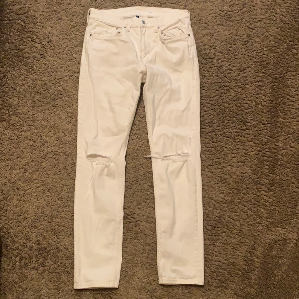 White ripped denim jeans